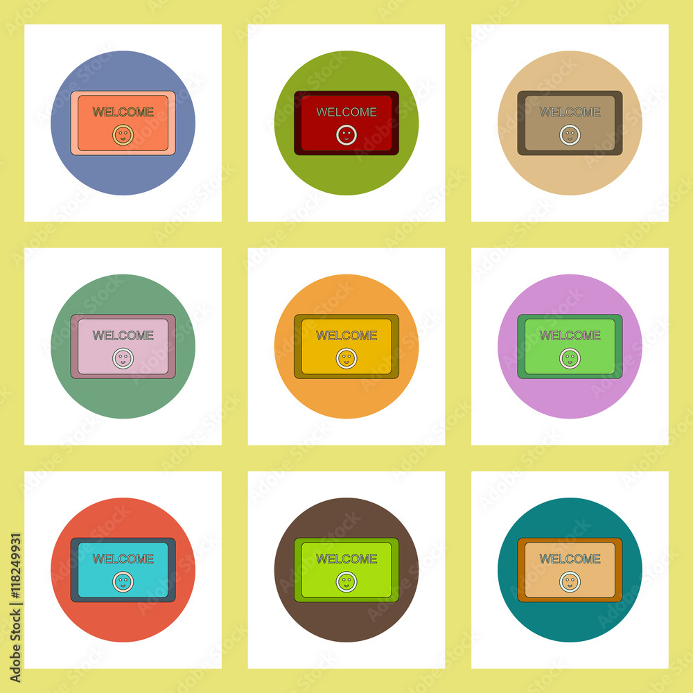 flat icons set of back to school concept on colorful circles school board