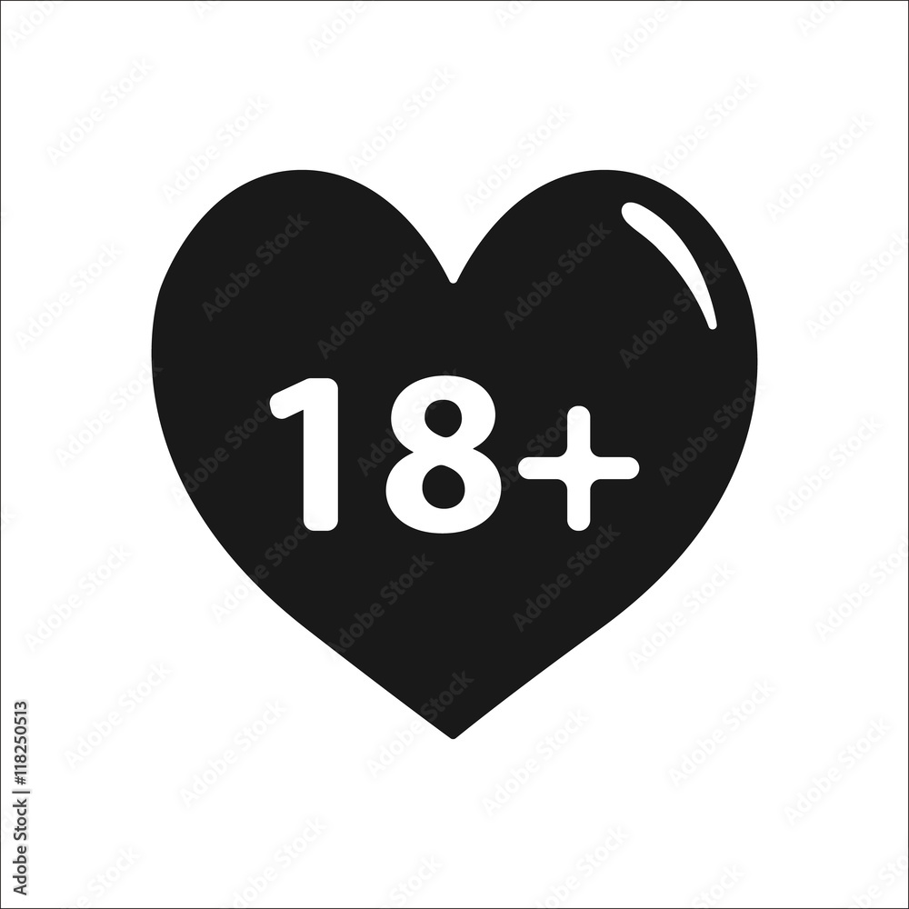 Adults heart sign simple icon on background Adults heart sign simple icon on background