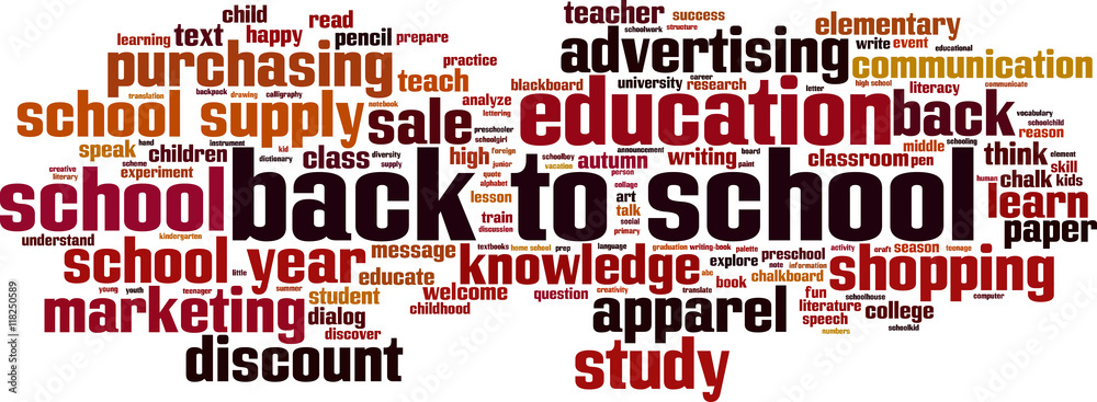 Back to school word cloud concept. Vector illustration