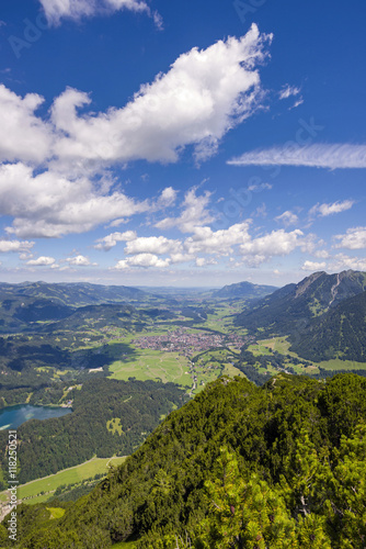 Germany, Bavaria, Allgaeu, Iller Valley, Oberstdorf and Freiberg lake, panoramic view from Himmelschrofen photo
