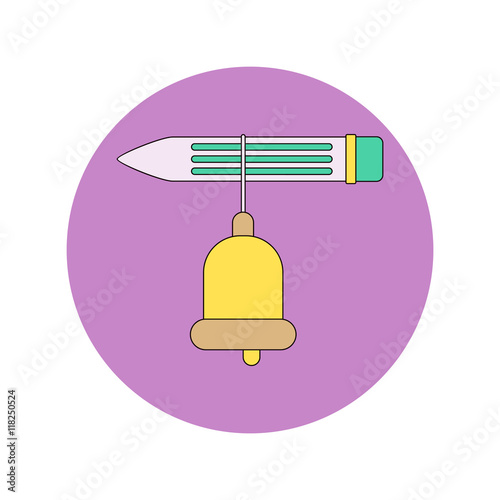 Back to School and Education Vector Flat Design bell and pencil