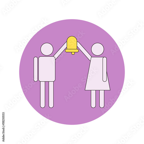 Back to School and Education Vector Flat Design pupils with bell