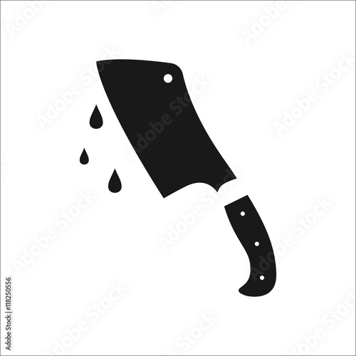 Butcher's knife with drops sign simple icon on background