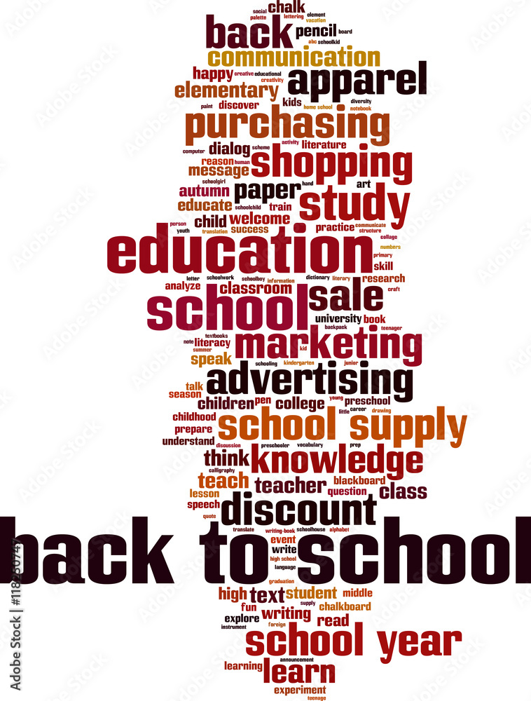 Back to school word cloud concept. Vector illustration
