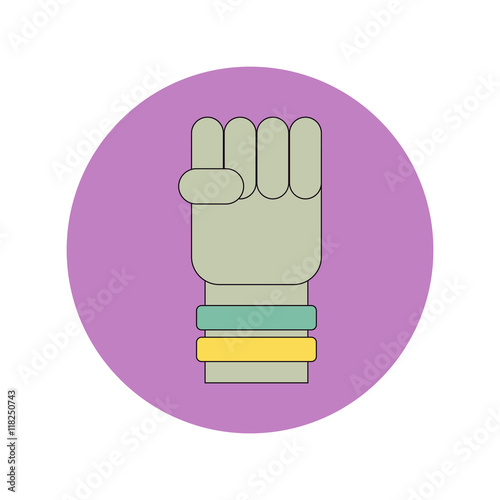 Vector illustration in flat design of hand with Ukrainian flag rubber wristbands