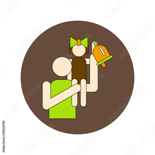 Back to School and Education Vector Flat Design pupils and bell