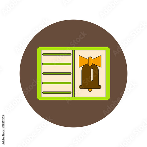 Back to School and Education Vector Flat Design bell and book