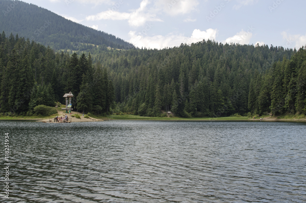 Fototapeta premium Mountain Lake Synevir in the Ukrainian Carpathians 