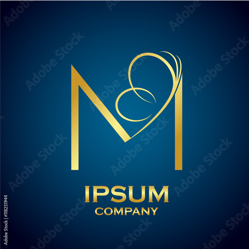 Letter M logo,Butterfly Gold, beauty and fashion logo photo