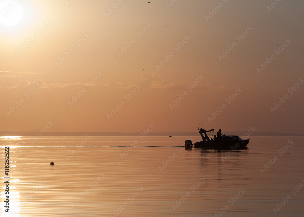 fishing trip at sunset