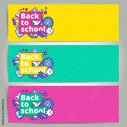 Back to school vector banner or bookmark template design.