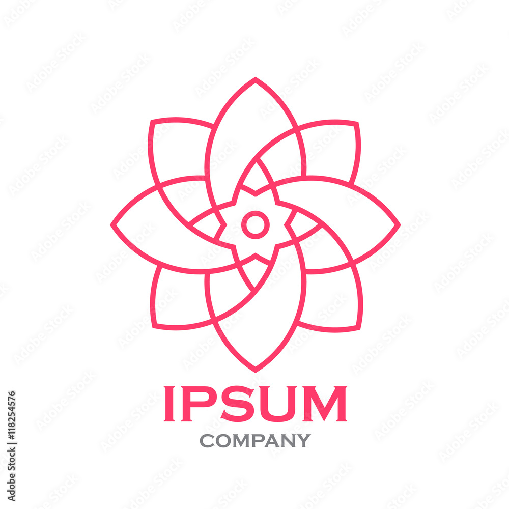 Beautiful flower line decoration vector logo Beautiful flower line decoration vector logo