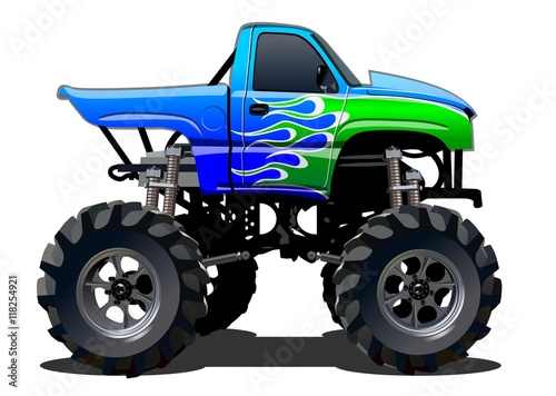 Cartoon Monster Truck. Available EPS-10 separated by groups and layers with transparency effects for one-click repaint
