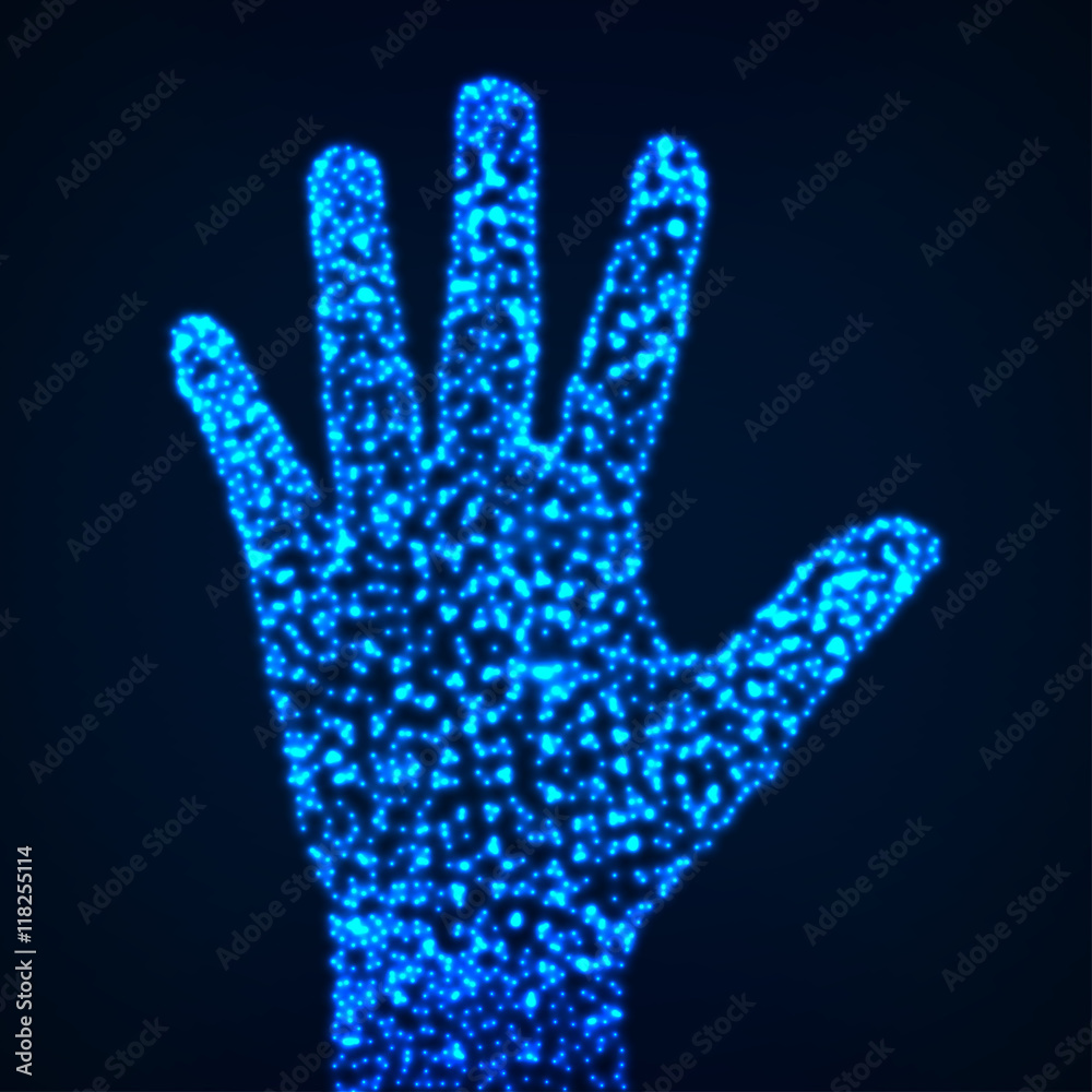 Abstract glowing hand. Vector illustration. Eps 10 Abstract glowing hand. Vector illustration. Eps 10