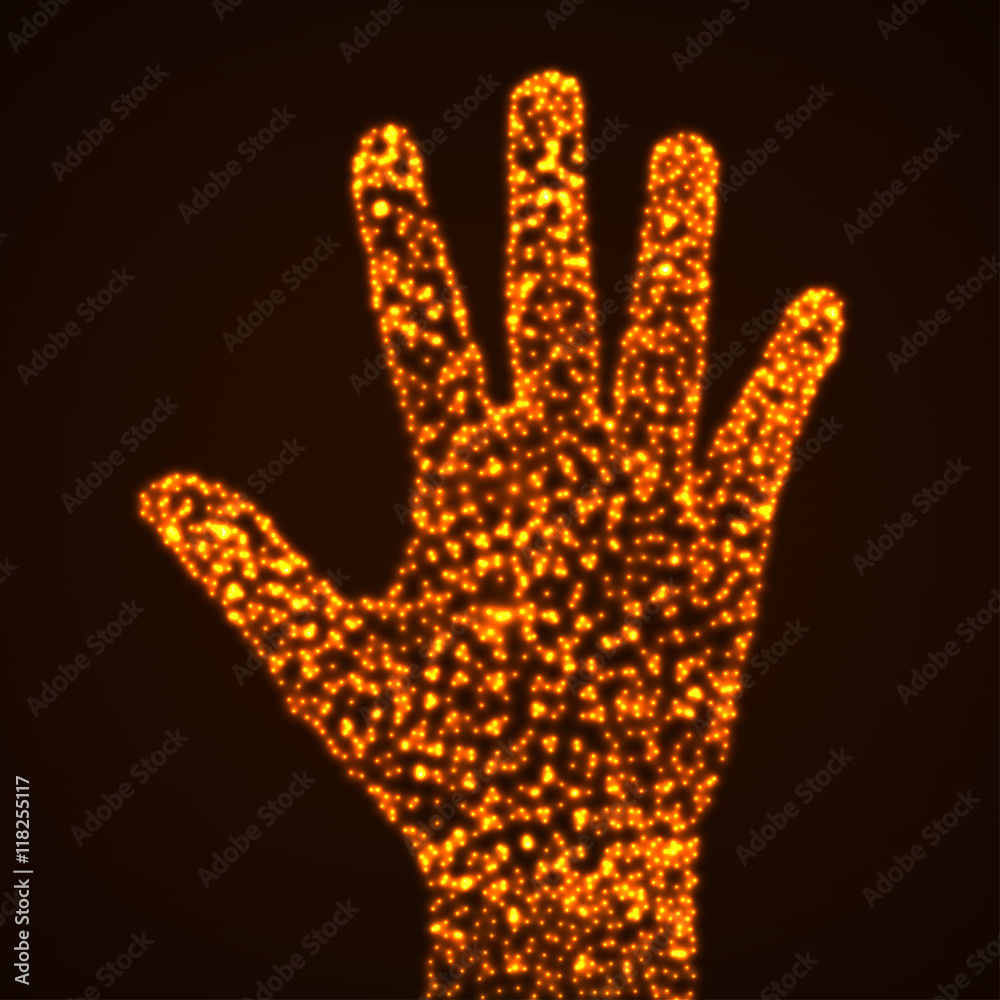 Abstract glowing hand. Vector illustration. Eps 10 Abstract glowing hand. Vector illustration. Eps 10