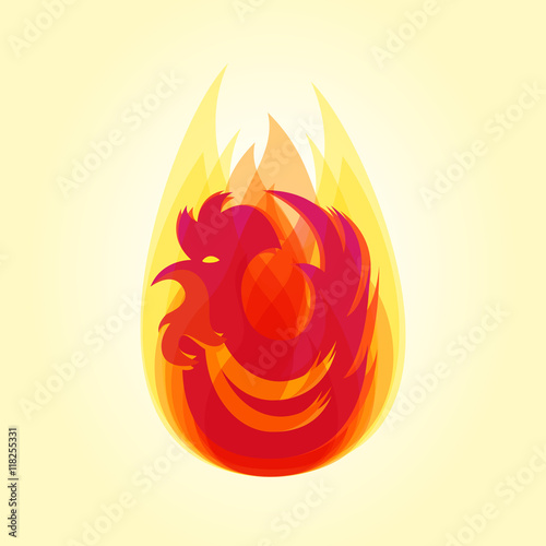 Wallpaper Mural Silhouette of red cock in flame. Torontodigital.ca