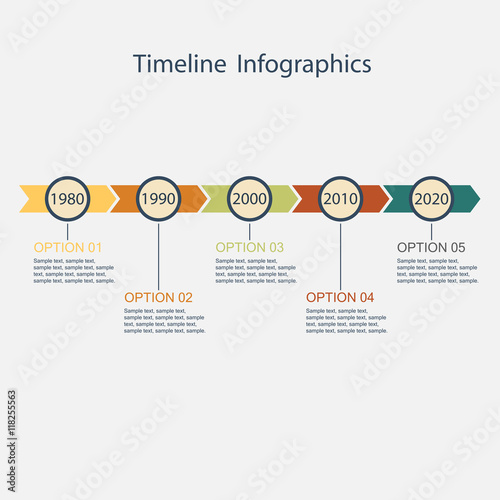 Timeline Infographic template with text. Vector illustration.