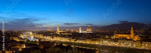 View of Florence after sunset from Piazzale Michelangelo