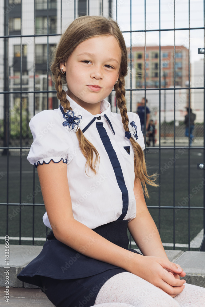 Elementary Schoolgirl In Uniform At Playground Schoolgirl In A Darkly 2795