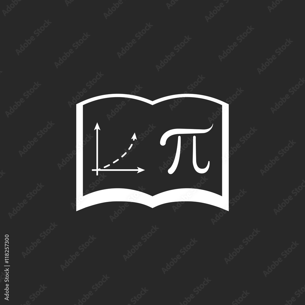 Pi math graphic in book symbol simple icon on background Pi math graphic in book symbol simple icon on background
