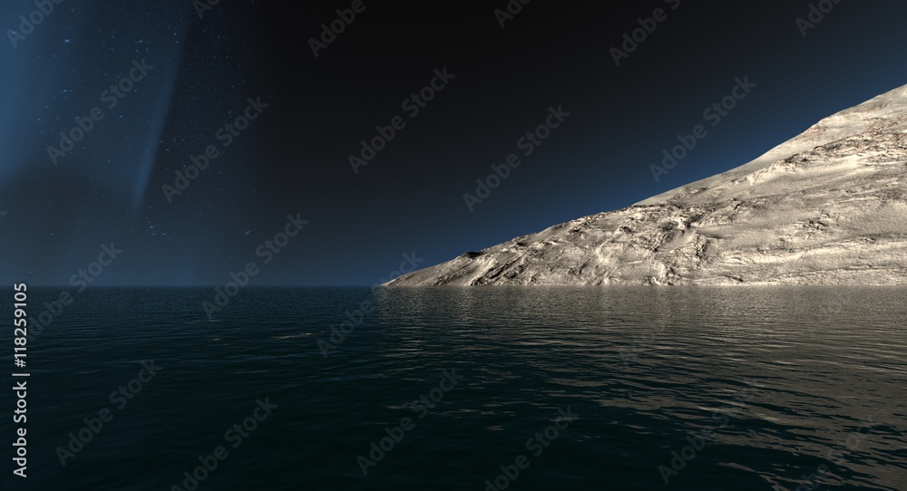 Naklejka premium Science Fiction Space Exploration Landscape 3D Rendering