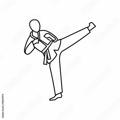 Wushu master icon in outline style isolated on white background vector illustration