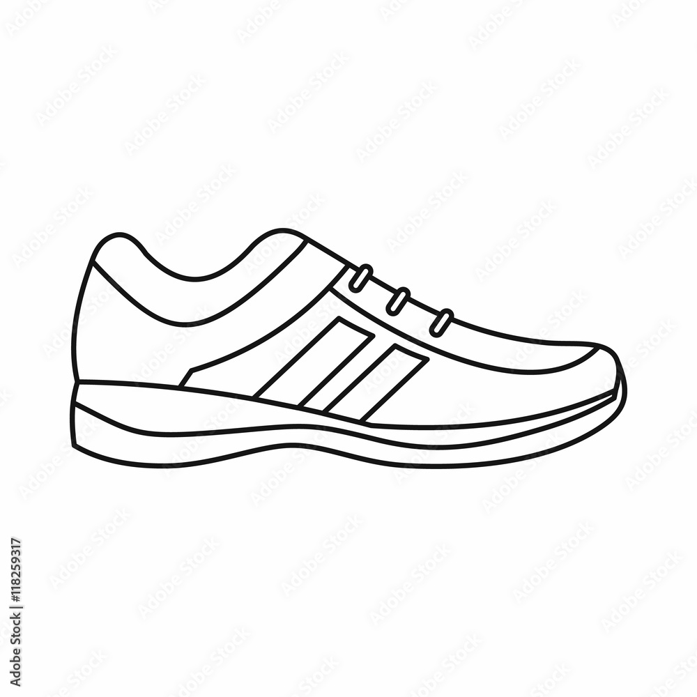 Men sneakers icon in outline style isolated on white background. Wear symbol vector illustration Men sneakers icon in outline style isolated on white background. Wear symbol vector illustration