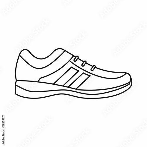 Men sneakers icon in outline style isolated on white background. Wear symbol vector illustration