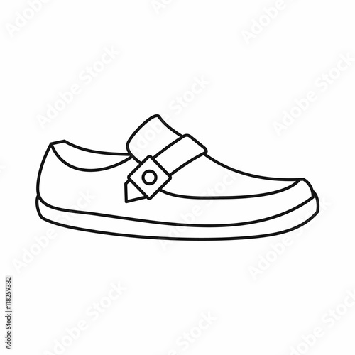 Men moccasin icon in outline style isolated on white background. Wear symbol vector illustration