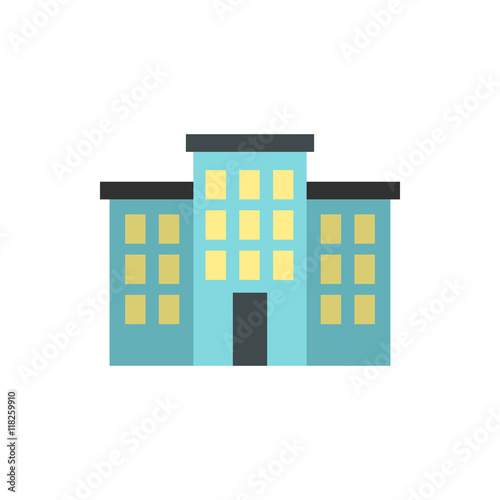 Building icon in flat style isolated on white background. Structure symbol