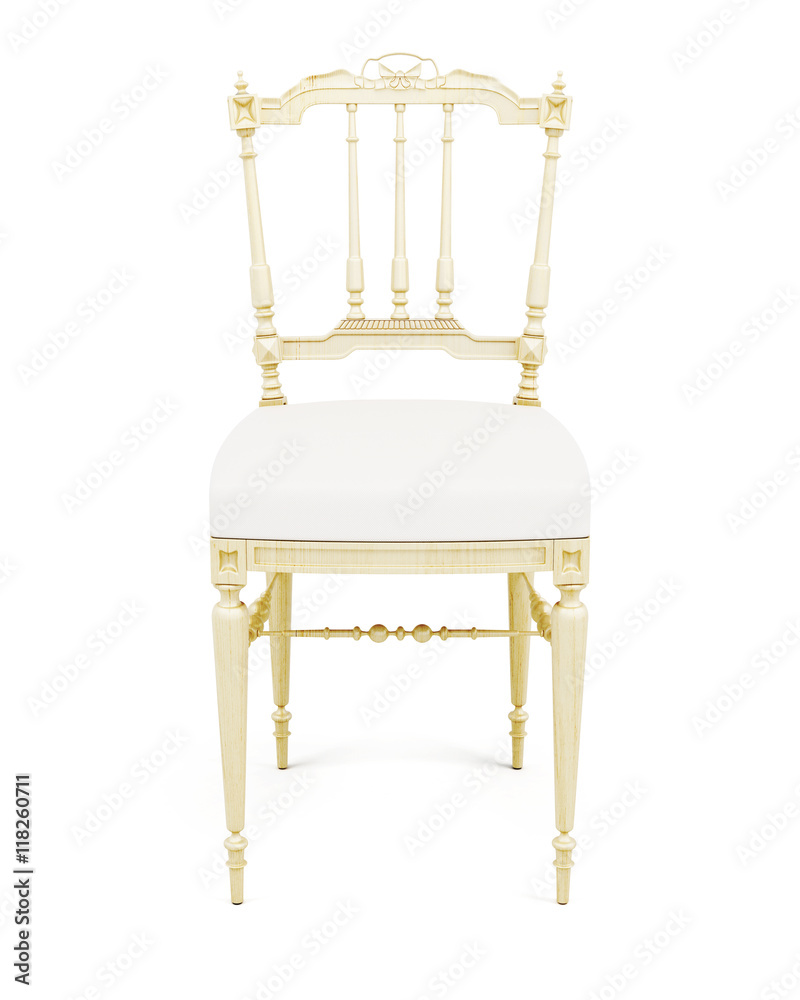 Wooden chair isolated on white background. 3d render image