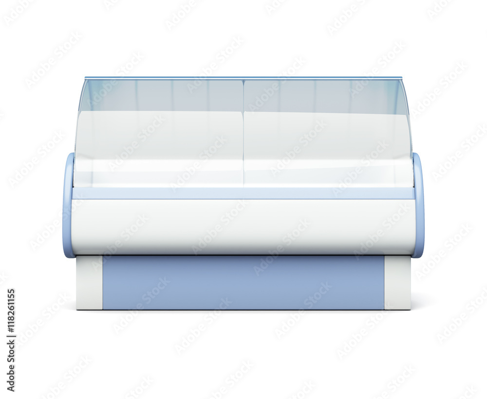 Refrigerated display isolated on white background. 3d render ima Refrigerated display isolated on white background. 3d render ima