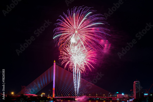 Beautiful colorful firework display for celebration happy new ye © lukyeee_nuttawut