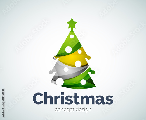 Vector Christmas or New Year tree logo template