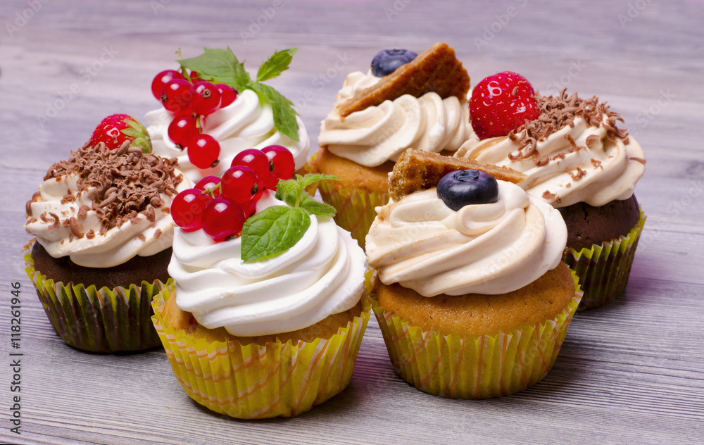 beautiful cupcakes with fresh berries