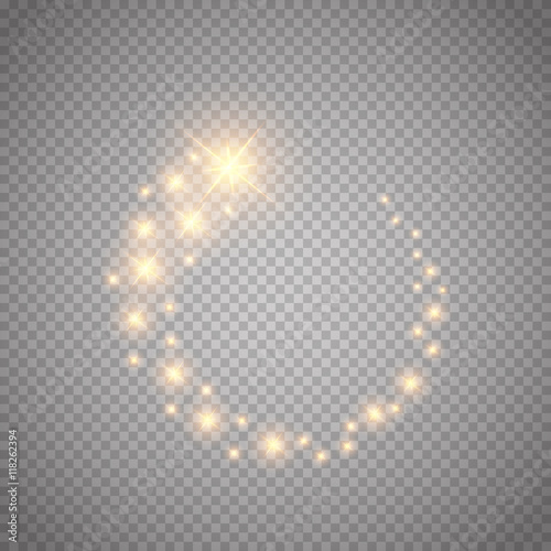 Vector glowing stars, lights and sparkles. Transparent effects