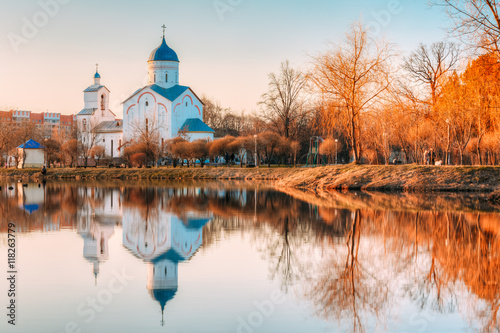 St. Alexander Nevsky Church in Gomel, Homiel Belarus. Church At Sunset