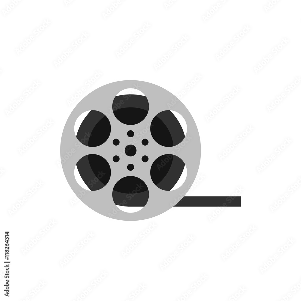Film reel icon in flat style on a white background