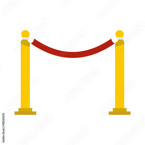 Barrier rope icon in flat style on a white background