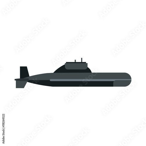 Submarine icon in flat style on a white background