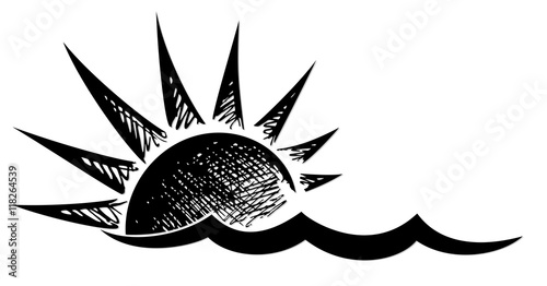 sun Logo with wave. 