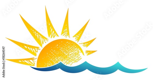 sun Logo with wave. 