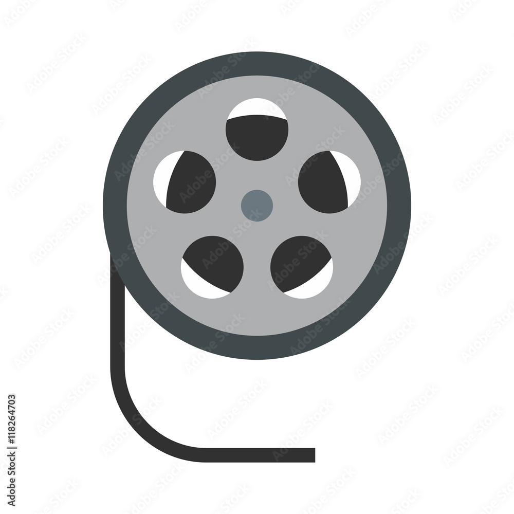 Film reel icon in flat style on a white background