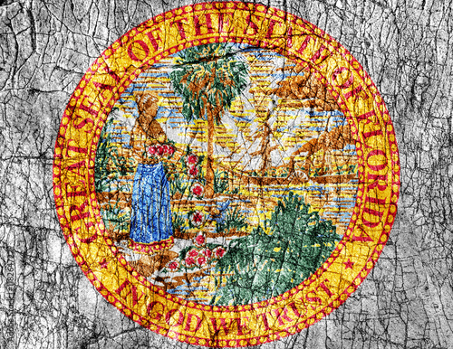 Grudge stone painted US Florida seal flag © bennian_1