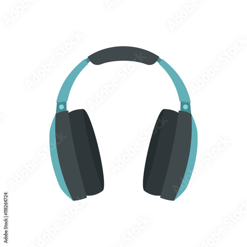 Headphones icon in flat style on a white background