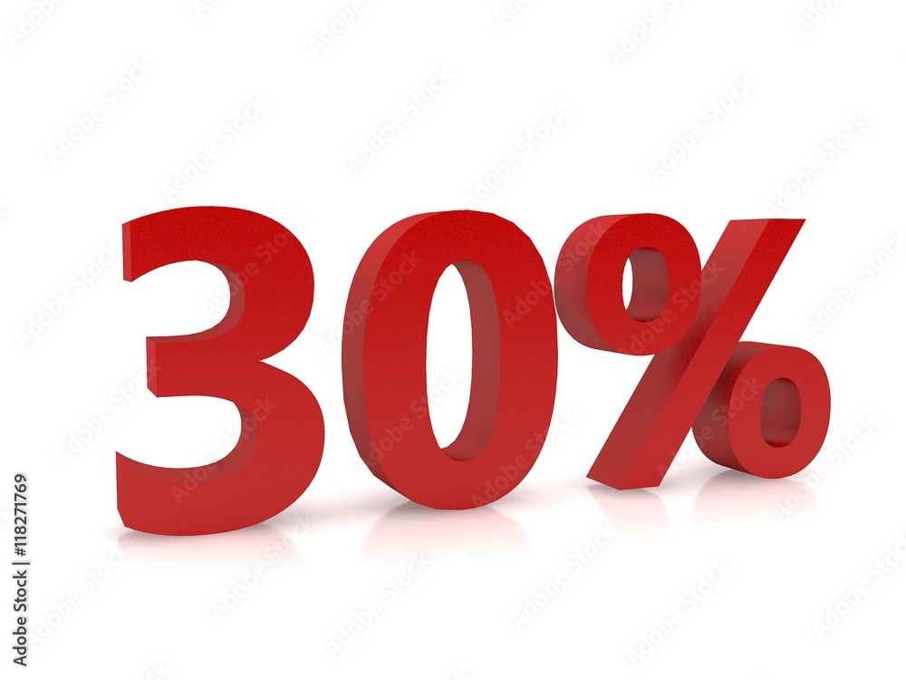 30 percent symbol,3D Rendering 30 percent symbol,3D Rendering
