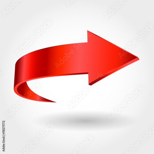 Red arrow and white background