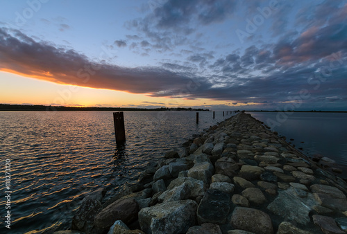 Sunset on the bird Paradise in Baltic sea