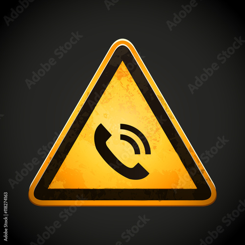 danger sign with a phone