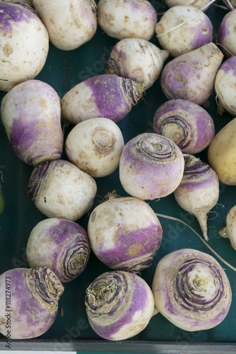 Turnips in bulk on a rural market.